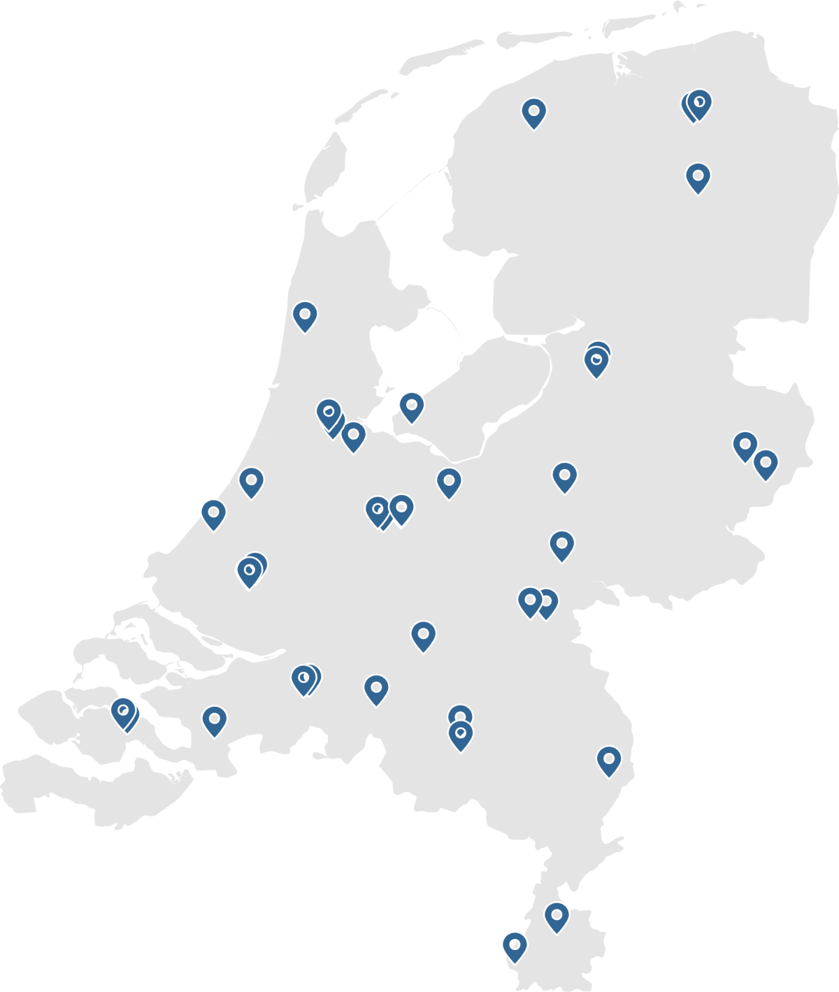 Figuur 1: Overzicht AC-locaties in Nederland
